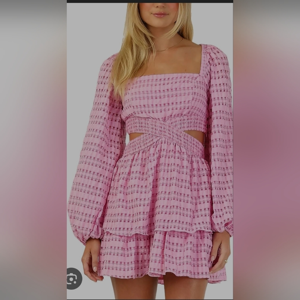 Sky Velvet Pink Plaid Dress Size Medium
